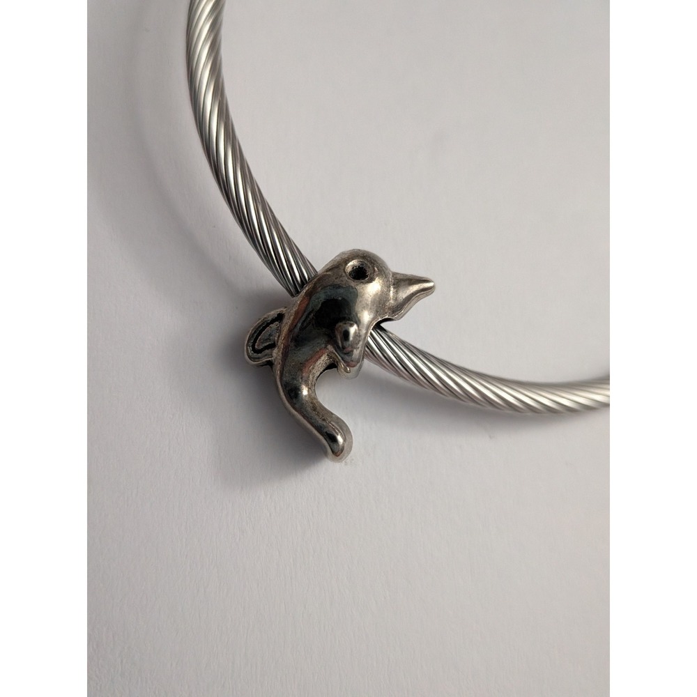 Silver Dolphin Charm Bead for Bracelet Nautical Ocean Jewelry